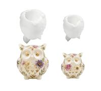 Lot de 2 moules en silicone multi-usages en forme de chouette pour moulage de résine, savon, élastomère, loisirs créatifs
