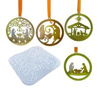 Lot de 2 moules en silicone - Pendentif de Noël - Pour crèche de Noël - Pendentif en silicone - Pour crèche - Moules en plâtre pour couler - Moule en silicone - Moule de Noël - Crèche de Noël (A)