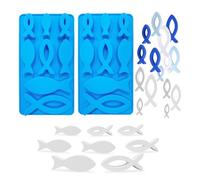 Lot de 2 moules en silicone poisson, moules décoratifs polyvalents pour faire de la glace, du chocolat, du savon et des bougies - décoration de communion moule en silicone