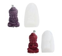 Lot de 2 Moules En Silicone Pour Bougies,Méditation Chantant Bouddha Bougie Moule,3D Figures Bougies Pour DéCoration GâTeau,Savon,Artisanat
