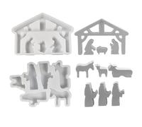 Lot De 2 Moules En Silicone Pour Crèche De Noël, Moules De Moulage En Époxy Réutilisables Pour Sculpture De Jésus En Crèche Noël Pour Bougie, Artisanat, Décoration