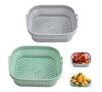 Lot de 2 moules en silicone pour friteuse à air chaud, 20,5 cm, réutilisables, pot en silicone, papier sulfurisé, tapis en silicone pour friteuse à air chaud, accessoires pour friteuse à air chaud