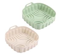 Lot de 2 moules en silicone pour friteuse à air chaud - Accessoires Airfryer - Insert en silicone réutilisable - Découpe de papier sulfurisé - Moule en silicone pour ragoûts et pâtisseries