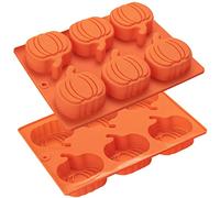 Lot de 2 moules en silicone pour gâteau en forme de citrouille, muffins, cupcakes, chocolats chauds, bombes pour Halloween, Thanksgiving, automne, cire fondue et fabrication de savon