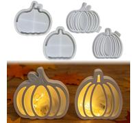 Lot de 2 moules en silicone pour Halloween citrouille, abat-jour, citrouille, bricolage, décoration d'automne, citrouilles, moules en plâtre pour bougies, savon, plâtre (D)