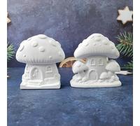 Lot de 2 moules en silicone pour le printemps, la maison, les champignons, le plâtre, les champignons, le printemps, les maisons, les bougies pour l'artisanat DIY (A)