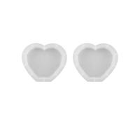 Lot de 2 moules en silicone pour moulage en résine époxy en forme de cœur Blanc 250 x 211 x 51 mm