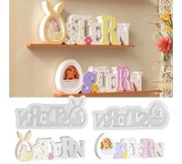 Lot de 2 moules en silicone pour Pâques, lapin de Pâques, lapin de Pâques, œufs de Pâques, moules en silicone pour le printemps, la décoration de Pâques, moules en silicone pour plâtre et cire de soja