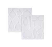 Lot de 2 moules en silicone pour pendentif en forme de sapin de Noël, étoiles, cœur, résine, porte-clés, décorations de Noël, fabrication de bijoux