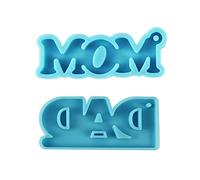 Lot de 2 moules en silicone pour porte-clés « Dad and Mom » - En résine époxy - Pour boucles d'oreilles et pendentifs
