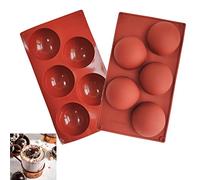 Lot de 2 moules en silicone ronds à 5 trous - 8 cm - En forme de demi-sphère - Pour chocolat, gâteau, gelée, mousse de dôme