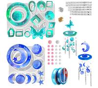 Lot de 2 Moules FineGood en Résine pour Carillon Éolien, Papillon et Lune - Moules Époxy pour Cadeaux - Décoration d'Intérieur