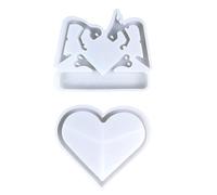 Lot de 2 moules flexibles en silicone pour faire des figurines de couple romantiques en forme de cœur Accessoire pour les amateurs Utilisation quotidienne décontractée Décoration de mariage