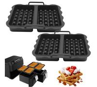 Lot de 2 Moules Gaufres Air Fryer Ninja Silicone Friteuse à Air Gaufrier Accessoires Friteuse à Air Inserts pour Belge Gaufres compatibles avec Ninja AF500EU, AF400EU, AF451EU, SL400EU (Noir)