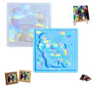 Lot de 2 moules holographiques en silicone pour décorations de Noël, motif chat mignon, moules en résine holographique pour carillon, porte-clés, boucles d'oreilles, pendentif, pour dessous de tasse