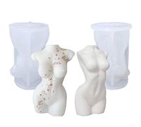 Lot de 2 moules pour bougies en forme de torse féminin pour la fabrication de bougies, moules en silicone 3D en forme de déesse pour bougies utilisables avec de la cire ou de la résine