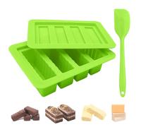 Lot de 2 moules rectangulaires en silicone à 4 cavités pour barre de chocolat profond avec spatule, kit de moules en silicone pour savon, pain, brownie, pain de maïs, cheesecake (vert)