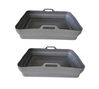 Lot de 2 moules rectangulaires pour friteuse à air Compatible avec friteuse à air Cecofry Dual 9000 Ustensiles pour Air Fryer, Micro-Ondes, Four, Silicone