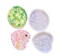 Lot de 2 moules ronds en silicone en forme de cœur et anneaux en silicone de qualité alimentaire pour fabrication de boucles d'oreilles