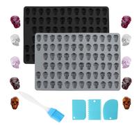 Lot de 2 Moules Silicone Forme de Tête de Mort pour Halloween - Moule Bonbons Chocolat pour Chiens, Biscuits Faits Maison