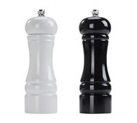 Lot de 2 Moulins à Poivre en Bois avec Broyeur Céramique Réglable Manuel de Grossier à Fin Ensemble de Moulin a Poivre et Sel pour Piment, Lilas, Poivre, Sel 16.3 cm Noir et Blanc