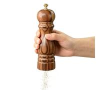 Lot de 2 moulins à poivre en bois réglables avec base | Moulin à sel avec bouton rotatif, facile à remplir, pour cuisine, table à manger, steak et plats de poêle