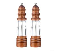 Lot de 2 moulins à poivre en bois réglables manuellement pour le bois | Mécanisme rotatif manuel, grain réglable, jusqu'à , pour le poivre et le sel, facile à utiliser