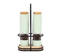 Lot de 2 moulins à sel et à poivre électriques - Grossière réglable avec base d'éclairage LED - Brosse de nettoyage Peugeot - Sel et poivre - Vert