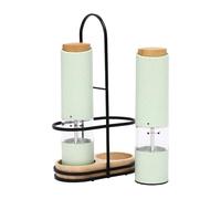 Lot de 2 moulins à sel et à poivre électriques - Moulin à poivre en bois - Broyeur en céramique réglable - Moulin à épices électrique