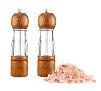 Lot de 2 moulins à sel et poivre manuels en bois - Grosseur réglable - Rechargeable pour la cuisine et la maison (marron)