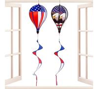 Lot de 2 moulins à vent en forme de montgolfière, pour fêtes patriotiques, cascade arc-en- pour l'extérieur, jardin vivant