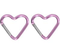 Lot de 2 mousquetons en forme de cœur violet clair en alliage d'aluminium pour sac à dos