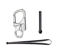 Lot de 2 mousquetons porte-clés - Double verrouillage - Conçu avec pointe en acier au tungstène - Porte-clés en alliage avec deux cordons - Pour le camping, la randonnée, la pêche, la survie en plein