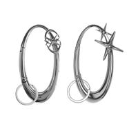 Lot de 2 mousquetons Y2k en forme d'étoile - Extra large - Argent brillant - Chrome brillant - Porte-clés cool - Fermoir mousqueton - Boucle de ceinture - Accessoire pour clés de voiture, sac à main