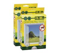 Lot de 2 Moustiquaire de Fenêtre 170 x 180 cm avec Fixation auto-agrippante, protection contre moustiques, mouches et araignées
