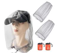 Lot de 2 moustiquaires avec sac de transport - Filet anti-insectes pour la tête - Filet de protection contre les moustiques - Chapeau pour la pêche, les abeilles, la jungle