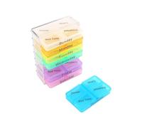 Lot De 2 Multicolores Pilulier Hebdomadaire, Distributeurs De Pilules 4 Fois Par Jour Pilulier Semainier Am Pm Pilulier 7 Jours Compartiments Pillbox Pilules Suppléments Pilulier