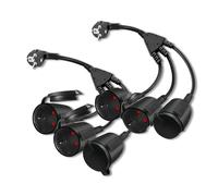 Lot de 2 multiprises d'extérieur à 2 prises avec rallonge - Multiprise pour jardin, balcon, terrasse, cuisine - Robuste - Pour pompe de piscine, éclairage, machine à laver