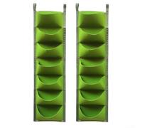 Lot de 2 murs de jardin verticaux en feutre avec 7 poches pour cultiver des plantes sur un mur ou une clôture, design peu encombrant (vert)