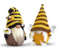 Lot de 2 nains de jardin en peluche Bumble Bee - Décorations en peluche Mr et Mrs Honeybee Gnomes - Scandinavie