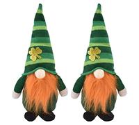 Lot de 2 Nains de Jardin en Peluche représentant la Chance et exprimant Le Sentiment de la Saint-Patrick. Ornement de Nain Vert Irlandais pour la décoration
