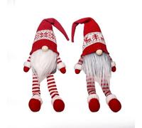 Lot de 2 nains de Noël en peluche pour décoration de fêtes festives. Utilisez des ornements en tissu doux pour ajouter un charme confortable à n'importe quelle pièce