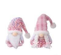 Lot de 2 nains de Noël en peluche - Tomte suédoise faite à la main avec bâtons de ski pour décoration de vacances - Décoration de table d'hiver nordique 24 cm