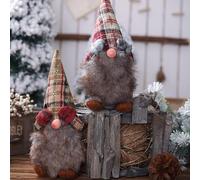 Lot de 2 nains de Noël rouge marron Père Noël, décoration de neige 25,4 cm, pull moche en peluche suédoise Rudolphe, lutin en feutre nain, maison, bureau, restaurant, magasins, école, cadeau d'hiver