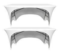Lot de 2 nappes ajustées en élasthanne pour tables rectangulaires avec dos ouvert, lavables et extensibles pour banquets, fêtes de mariage et fêtes, 183 x 76 x 76 cm (L x l x H) - Blanc