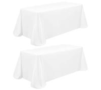 Lot de 2 Nappes Blanche 229 x 396 cm,Nappe Rectangulaire de 8 FT,Revêtement de Table en Tissu Polyester Lavable Résistant aux Taches aux Rides pour Les fêtes de Mariage,événements et Restaurant