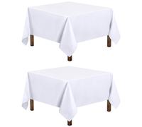 Lot de 2 nappes carr es Utopia Kitchen [137 x 137 cm], blanches, lavables en machine, en polyester, pour d ners, buffets, pique-niques, mariages
