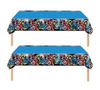 Lot de 2 nappes de fête Marvel Avengers pour garçons et enfants, 130 x 220 cm, en plastique, pour fête sur le thème des dessins animés, décorations d'anniversaire pour enfants, décorations de fête de