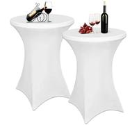 Lot de 2 nappes extensibles en élasthanne pour tables de bar, 80 x 110 cm, housses de table élastiques en Spandex - Idéal pour les tables de bistrot, fêtes d'anniversaire, banquets de mariage et