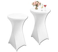 Lot de 2 nappes extensibles pour table mange-debout - 80 x 110 cm - Nappe élastique pour comptoir de bar, table ronde, mariage, fête d'anniversaire